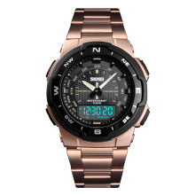Hot New skmei 1370 relojes de movimiento de cuarzo japoneses a prueba de agua 3 atm reloj digital de doble zona horaria